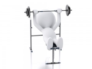 3d renderer image. White people lifting heavy weights. gym concept. Isolated white background