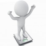 3d illustration. White people with ideal weight and scale. Isolated white background